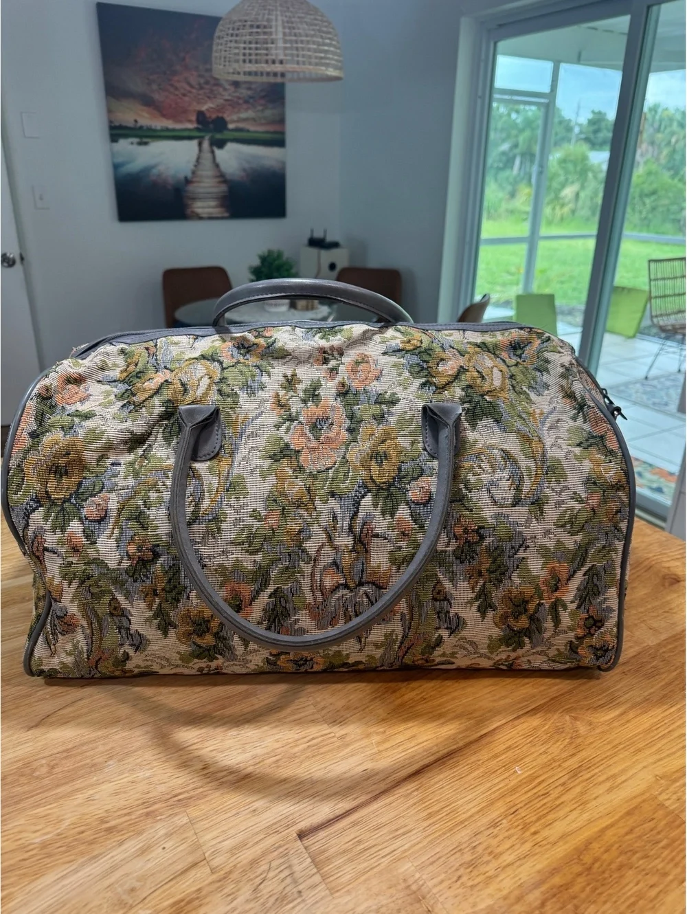 Jordache Floral Tapestry Weekender Duffel Bag Carry On Overnight Travel Bag 22